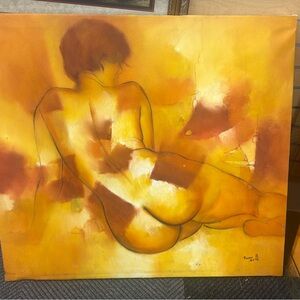Golden Nude Abstract Canvas Art